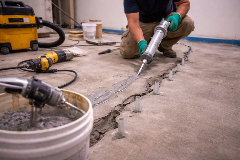 Cracked Basement Floor Repair in Summit County, OH