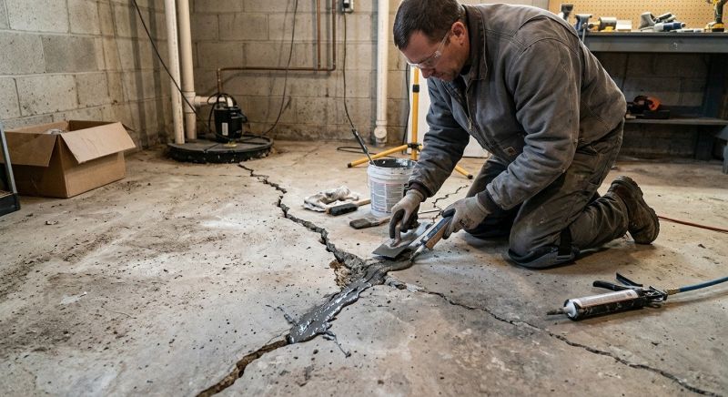 Cracked Basement Floor Repair in Summit County, OH