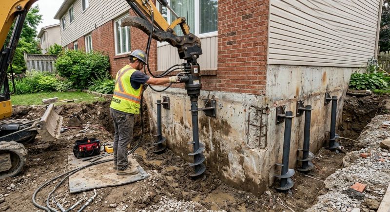 Helical Piers Installation in Summit County, OH