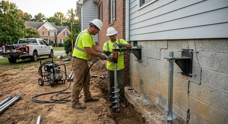 Helical Piers Installation in Summit County, OH